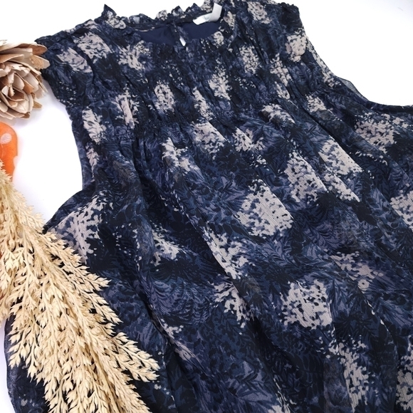 New Joie Blue Beige Patterned Dress Size L - Picture 6 of 15